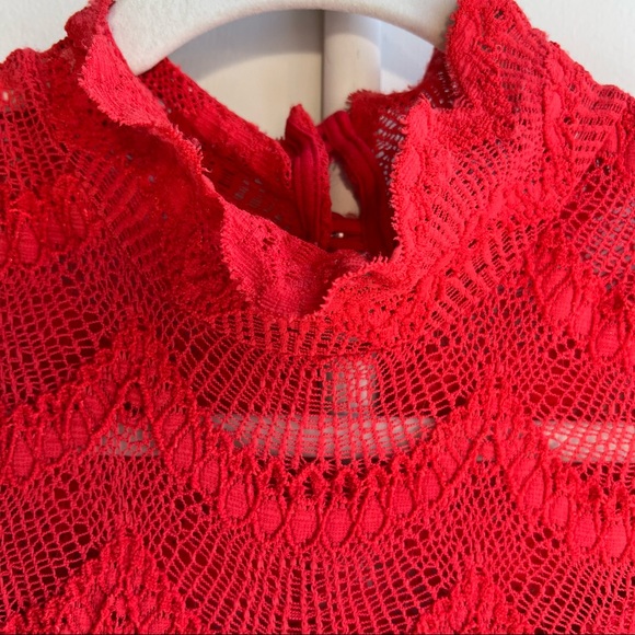 COPY - Free People Nightcap edition red lace mini dress bodycon style size 2 sm - Picture 6 of 15